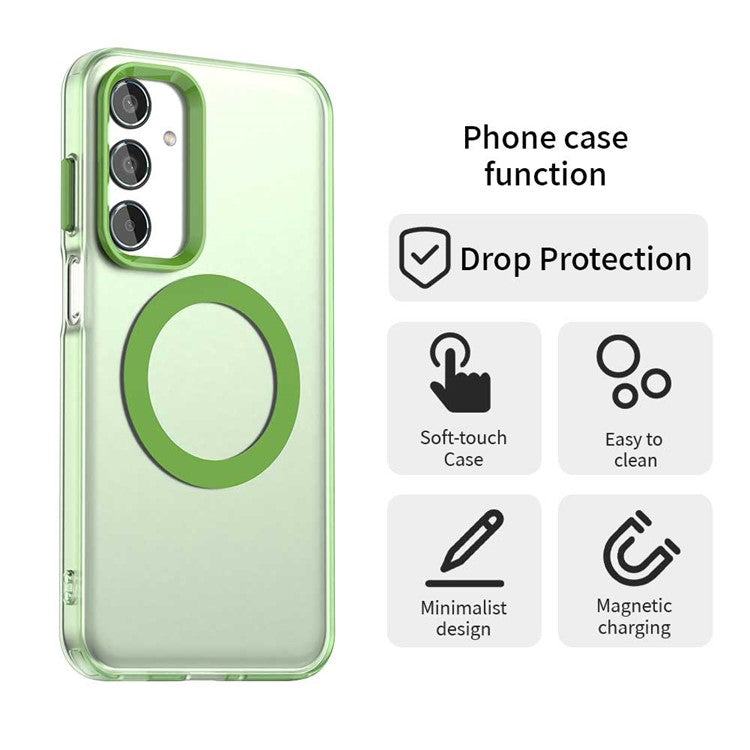 For Samsung Galaxy M35 5G Case Compatible with MagSafe PC+TPU+PET Anti-Drop Phone Cover - Green