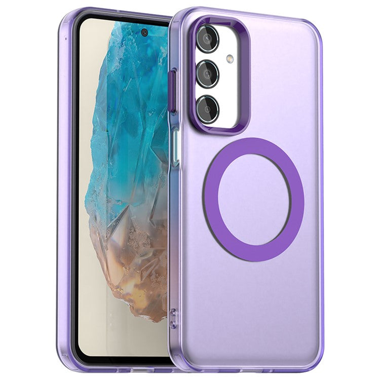 For Samsung Galaxy M35 5G Case Compatible with MagSafe PC+TPU+PET Anti-Drop Phone Cover - Purple