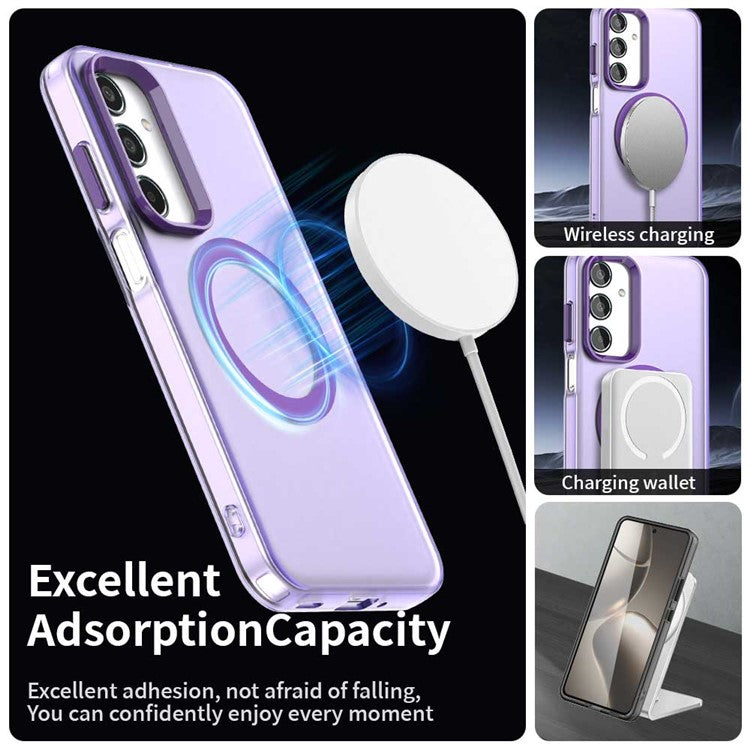 For Samsung Galaxy M35 5G Case Compatible with MagSafe PC+TPU+PET Anti-Drop Phone Cover - Purple