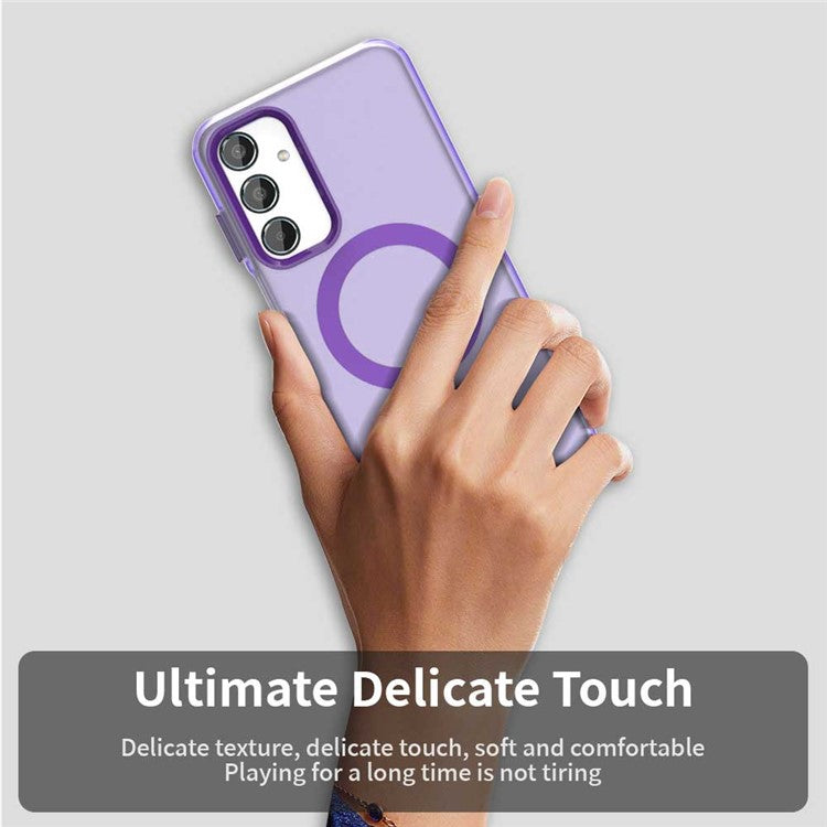 For Samsung Galaxy M35 5G Case Compatible with MagSafe PC+TPU+PET Anti-Drop Phone Cover - Purple