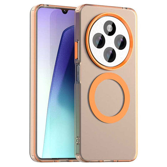 For Xiaomi Poco C75 4G / Redmi 14R 5G / 14C 4G Case Compatible with MagSafe PC+TPU+PET Anti-Drop Phone Cover - Orange
