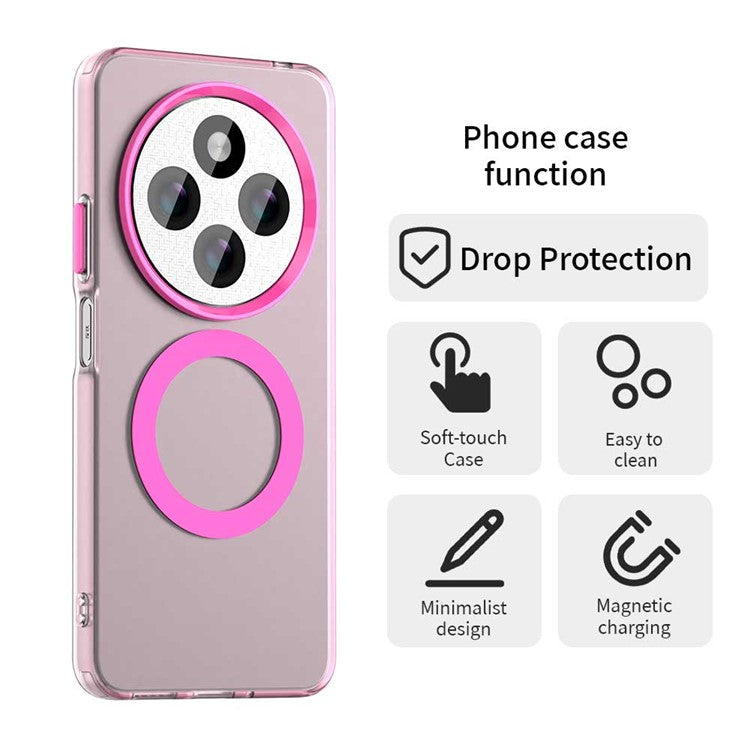 For Xiaomi Poco C75 4G / Redmi 14R 5G / 14C 4G Case Compatible with MagSafe PC+TPU+PET Anti-Drop Phone Cover - Red