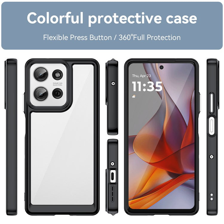 For Motorola Moto G75 5G Case TPU+Acrylic Protective Clear Phone Cover - Black