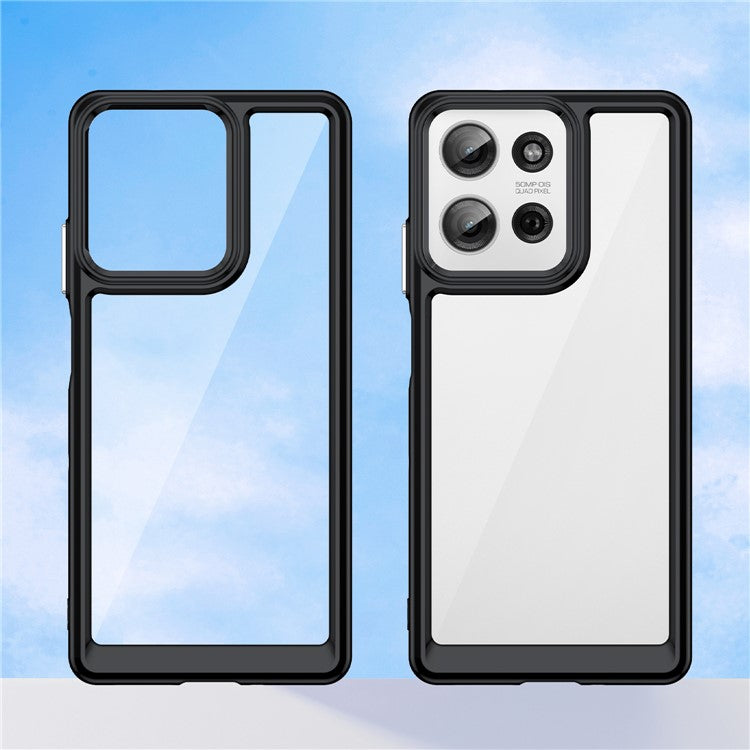 For Motorola Moto G75 5G Case TPU+Acrylic Protective Clear Phone Cover - Black