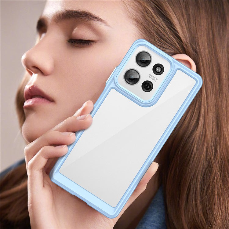 For Motorola Moto G75 5G Case TPU+Acrylic Protective Clear Phone Cover - Blue