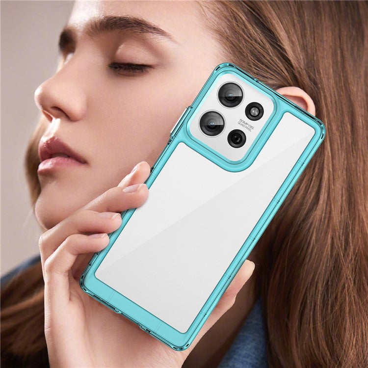 For Motorola Moto G75 5G Case TPU+Acrylic Protective Clear Phone Cover - Transparent Blue