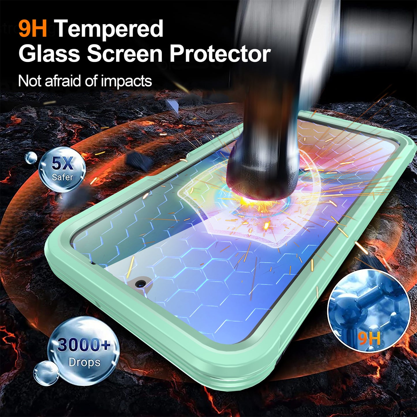 For Samsung Galaxy A16 4G / 5G Magnetic Case PC+TPU Phone Cover with Tempered Glass Screen Film - Green