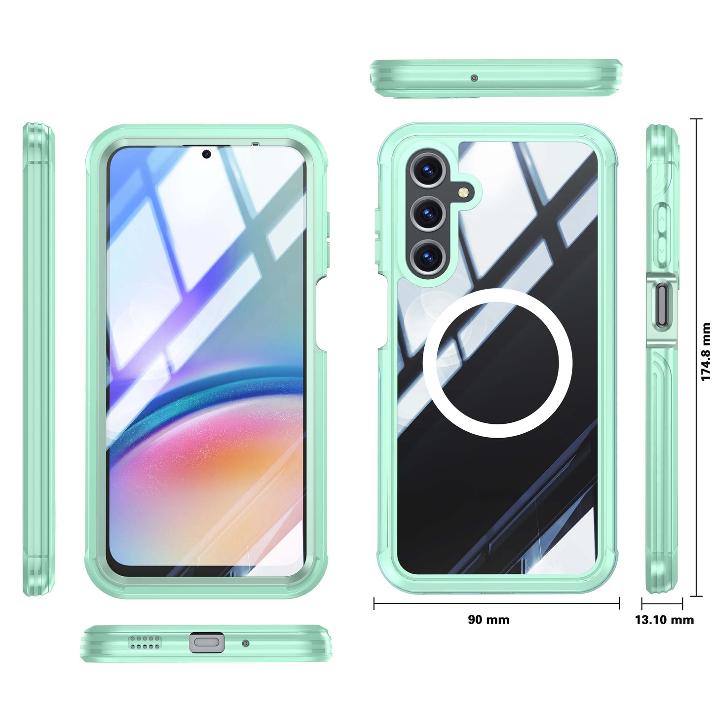 For Samsung Galaxy A16 4G / 5G Magnetic Case PC+TPU Phone Cover with Tempered Glass Screen Film - Green