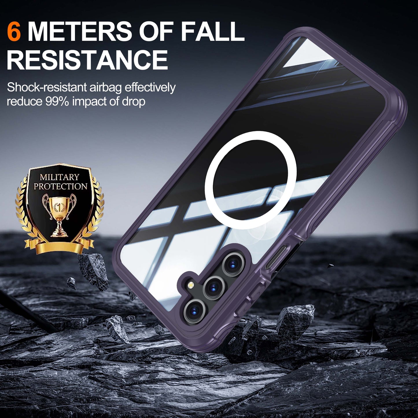 For Samsung Galaxy A16 4G / 5G Magnetic Case PC+TPU Phone Cover with Tempered Glass Screen Film - Purple