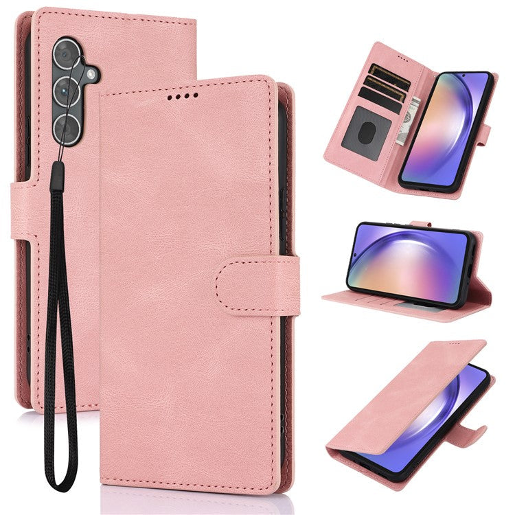 For Samsung Galaxy A36 5G Case PU Leather Phone Cover with Wallet Stand View - Pink