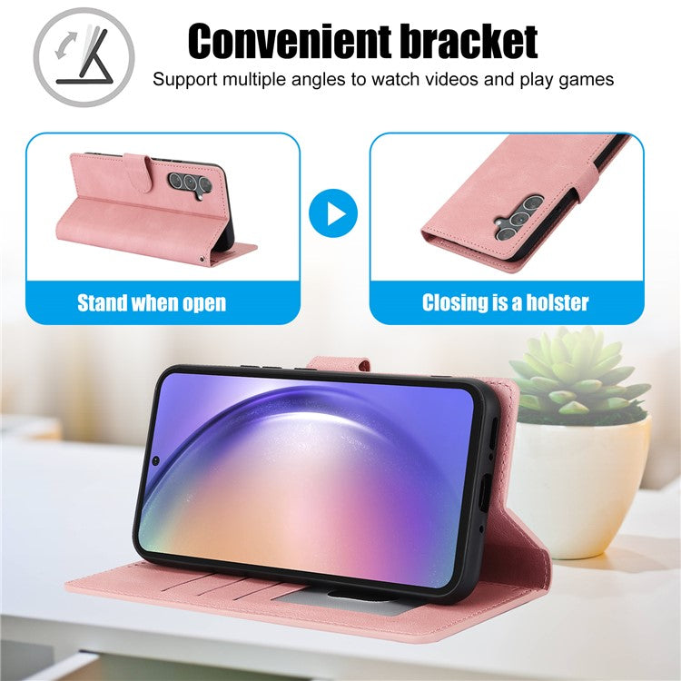 For Samsung Galaxy A36 5G Case PU Leather Phone Cover with Wallet Stand View - Pink