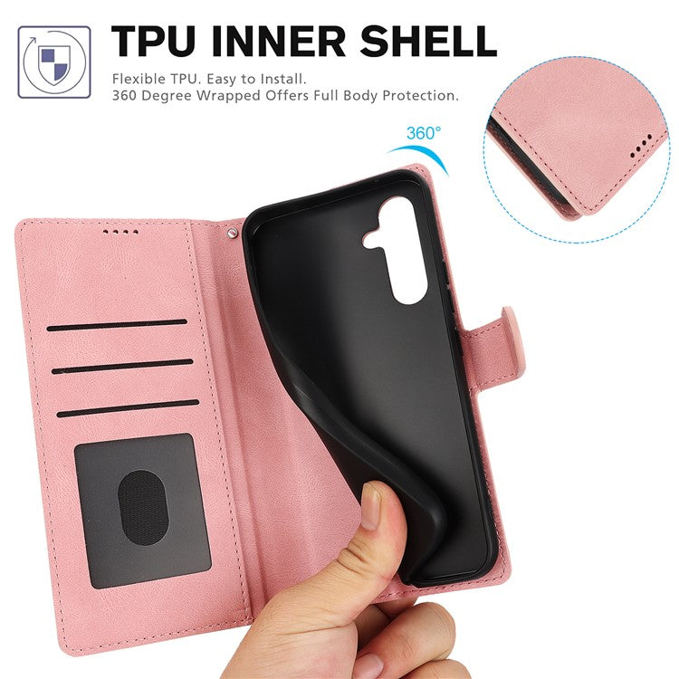 For Samsung Galaxy A36 5G Case PU Leather Phone Cover with Wallet Stand View - Pink