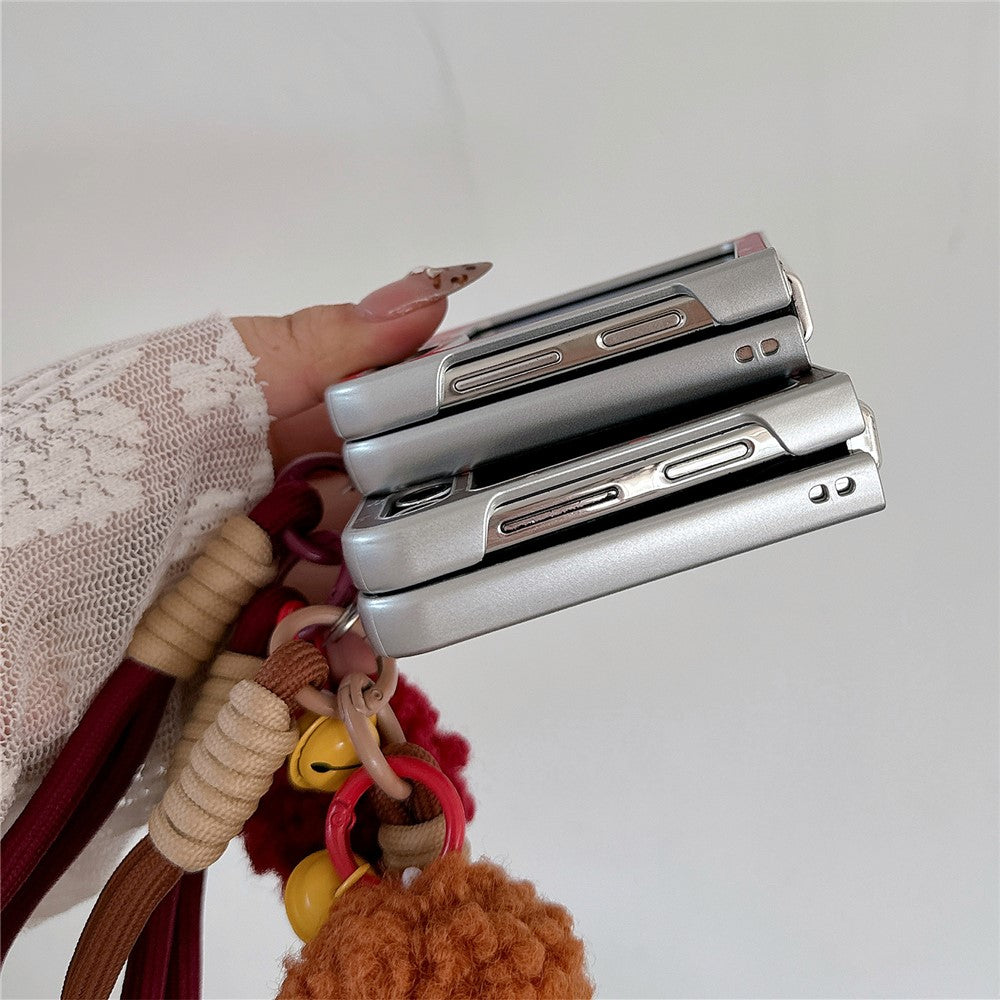 For Samsung Galaxy Z Flip7 FE 5G / Z Flip6 5G Case Leather+PC Floral Phone Cover with Hand Strap - Red