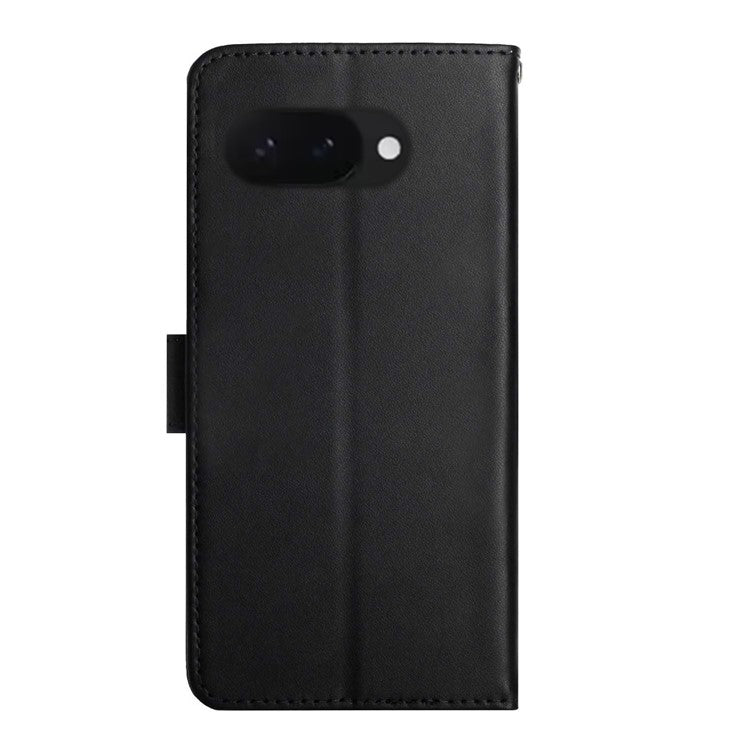 HT02 For Google Pixel 9a Case Genuine Cow Leather Phone Cover Nappa Texture - Black