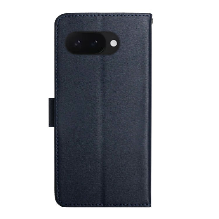 HT02 For Google Pixel 9a Case Genuine Cow Leather Phone Cover Nappa Texture - Blue