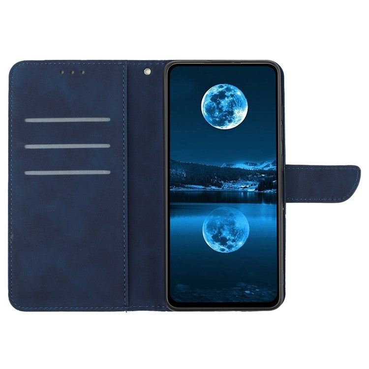 HT05 For Google Pixel 9a Case Skin-Touch Lines PU Leather Flip Phone Cover - Blue
