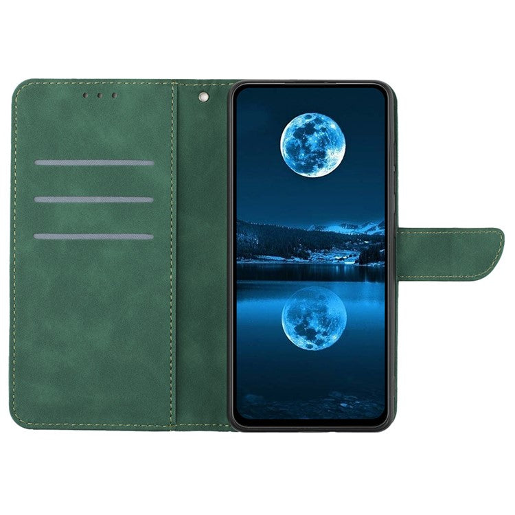 HT05 For Motorola Moto G75 5G Case Skin-Touch Lines PU Leather Flip Phone Cover - Green