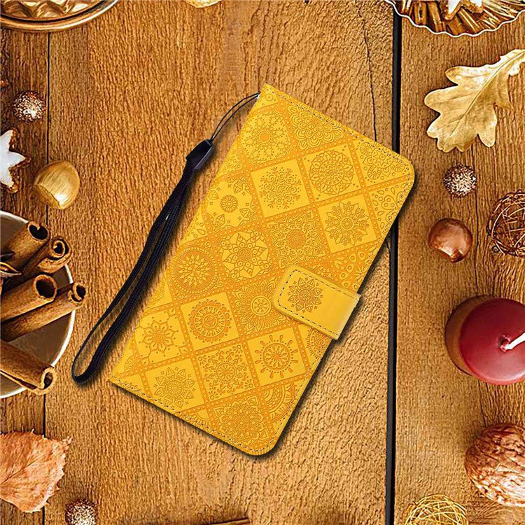 For Infinix Note 40 Pro 4G  /  5G  /  40 Pro+ Case Leather Case Ethnic Style Wallet Phone Cover with Strap - Yellow