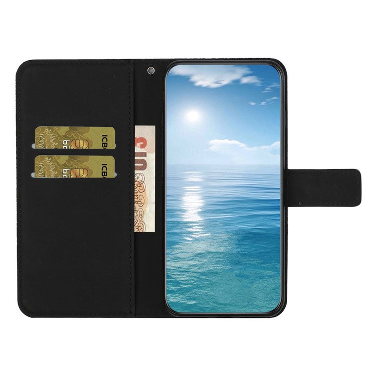 For Infinix Hot 50 4G Case Leather Case Ethnic Style Wallet Phone Cover with Strap - Black