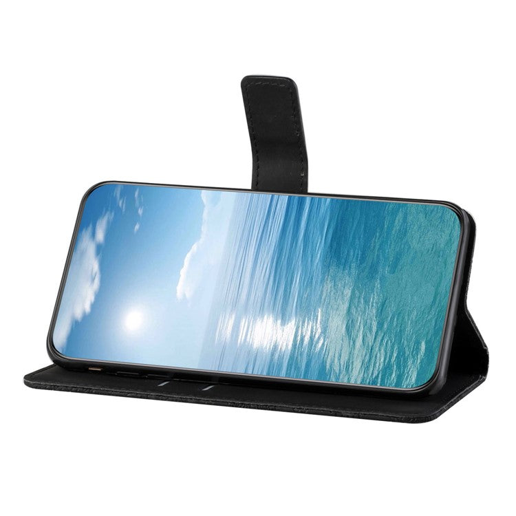 For Infinix Hot 30 Play NFC 4G Case Leather Case Ethnic Style Wallet Phone Cover with Strap - Black