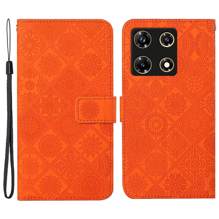 For Infinix Note 30 Pro 4G Case Leather Case Ethnic Style Wallet Phone Cover with Strap - Orange