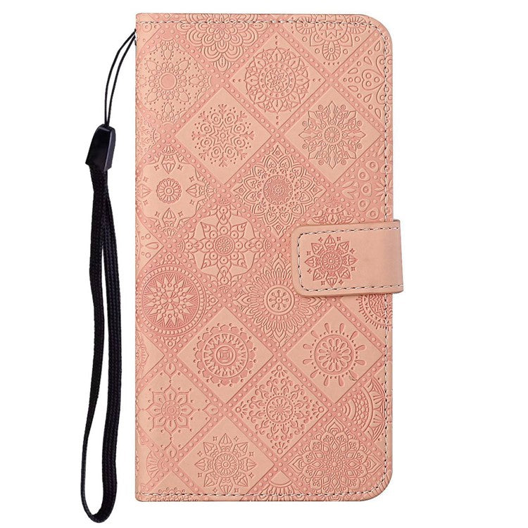 For Infinix Note 30 Pro 4G Case Leather Case Ethnic Style Wallet Phone Cover with Strap - Pink