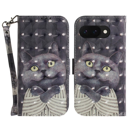 For Google Pixel 9a Case Pattern Printing Leather Wallet Phone Cover - Embracing Cat