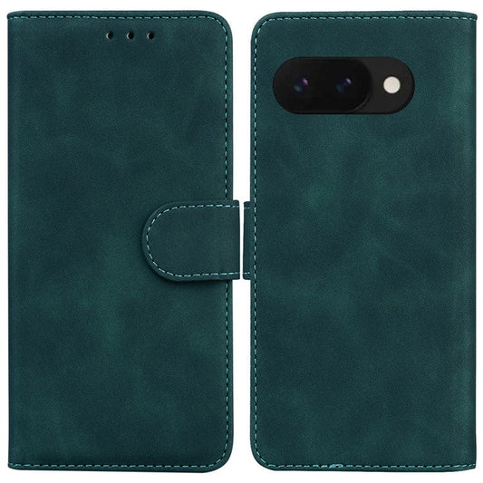 For Google Pixel 9a Case Solid Color Leather Wallet Phone Cover - Green