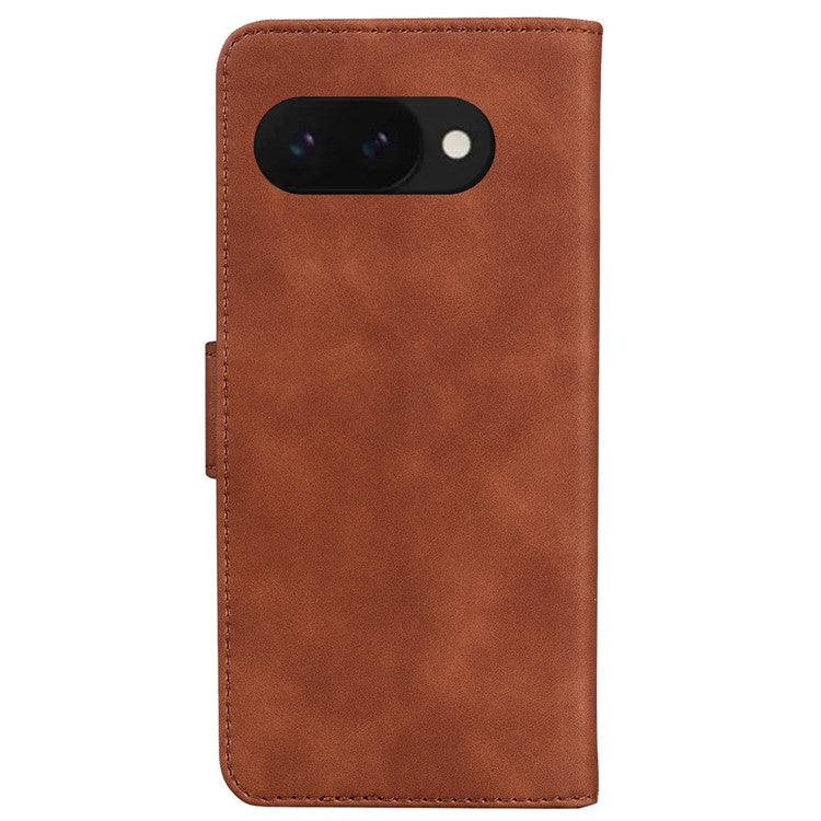 For Google Pixel 9a Case Solid Color Leather Wallet Phone Cover - Brown