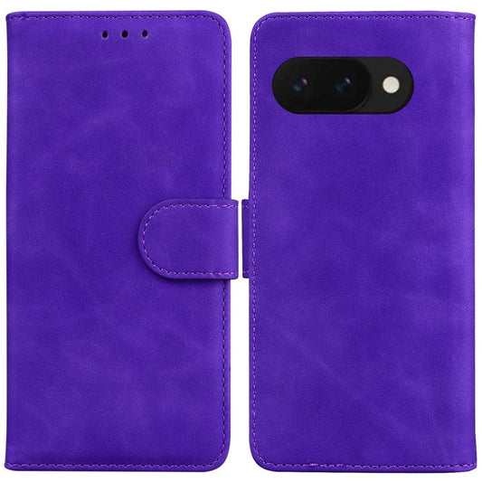 For Google Pixel 9a Case Solid Color Leather Wallet Phone Cover - Purple