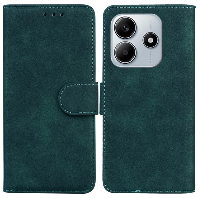 For Xiaomi Redmi Note 14 5G Case Solid Color Leather Wallet Phone Cover - Green