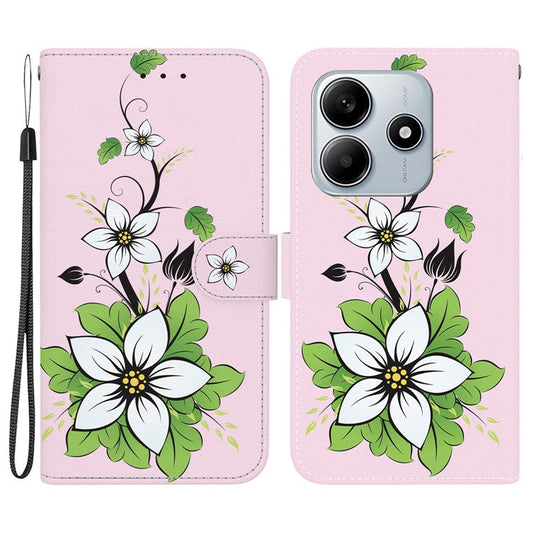 For Xiaomi Redmi Note 14 5G Wallet Phone Case Anti-Drop Leather Flip Cover Pattern Printing - Lily