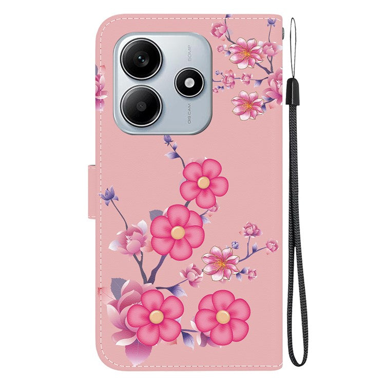 For Xiaomi Redmi Note 14 5G Wallet Phone Case Anti-Drop Leather Flip Cover Pattern Printing - Sakura