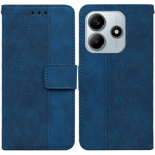 For Xiaomi Redmi Note 14 5G / 14 4G Case Geometry Pattern Leather Wallet Phone Cover - Blue