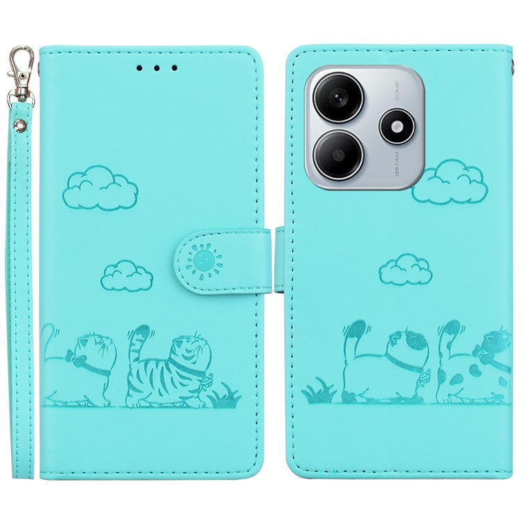 For Xiaomi Redmi Note 14 5G Case RFID Blocking Kitten Pattern TPU+PU Leather Phone Cover - Green