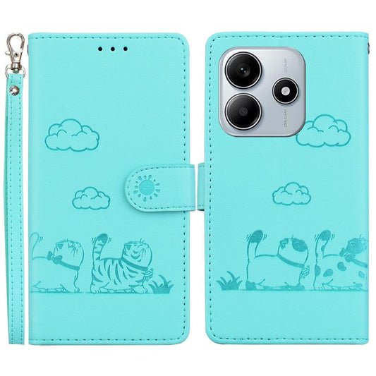 For Xiaomi Redmi Note 14 5G Case RFID Blocking Kitten Pattern TPU+PU Leather Phone Cover - Green