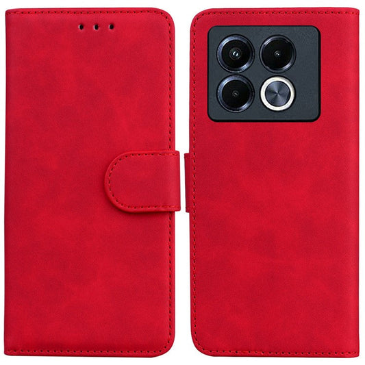 For Infinix Note 40 5G Case Solid Color Leather Wallet Phone Cover - Red