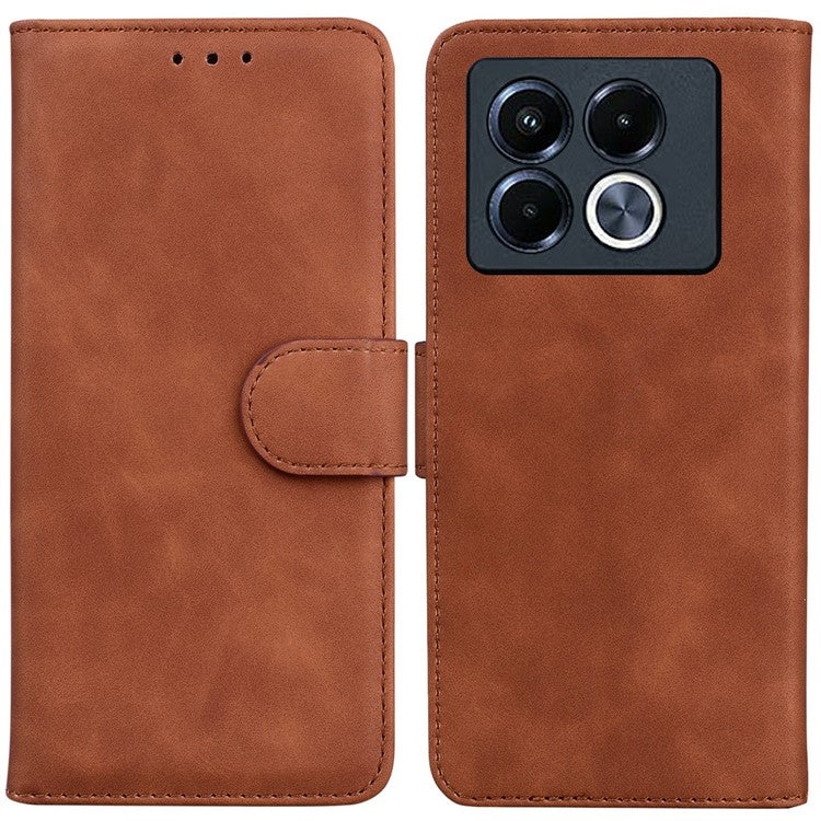 For Infinix Note 40 5G Case Solid Color Leather Wallet Phone Cover - Brown