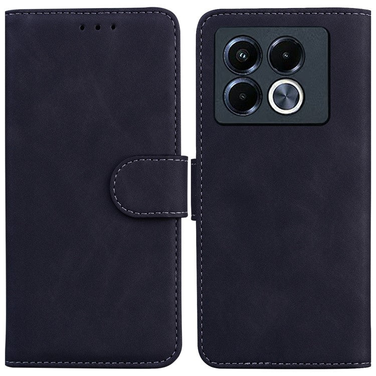 For Infinix Note 40 5G Case Solid Color Leather Wallet Phone Cover - Black