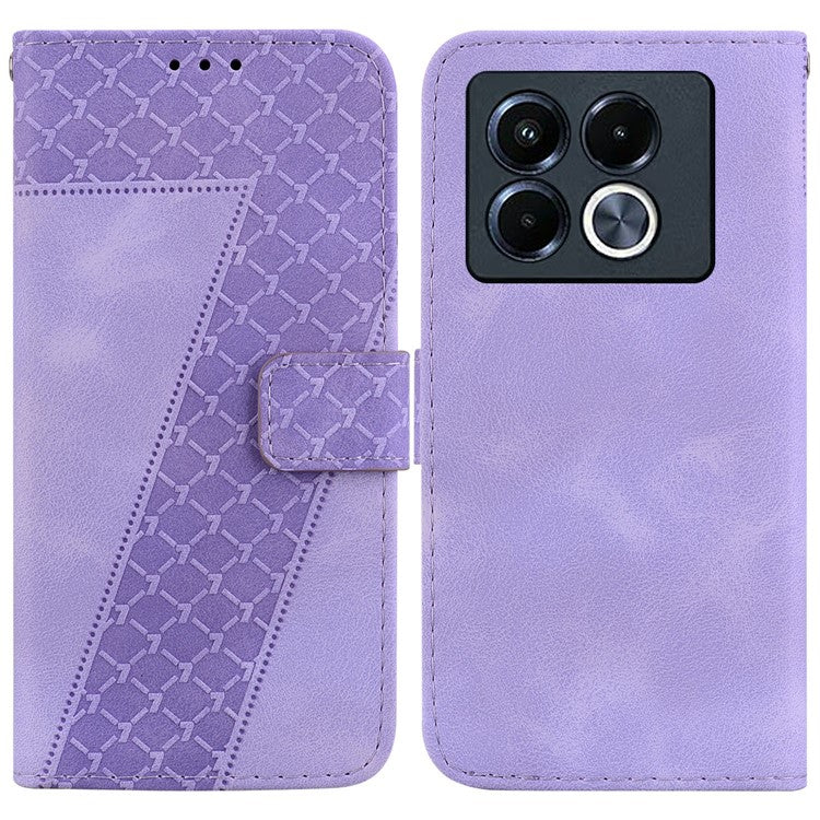 For Infinix Note 40 5G Stand Case 7-Shaped Pattern Imprint Leather Phone Cover - Purple