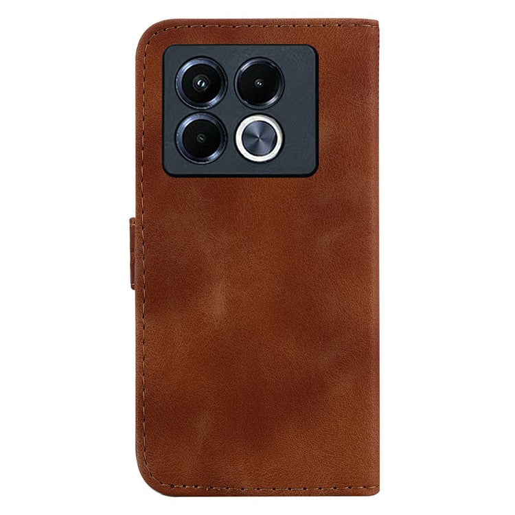 For Infinix Note 40 5G Stand Case 7-Shaped Pattern Imprint Leather Phone Cover - Brown