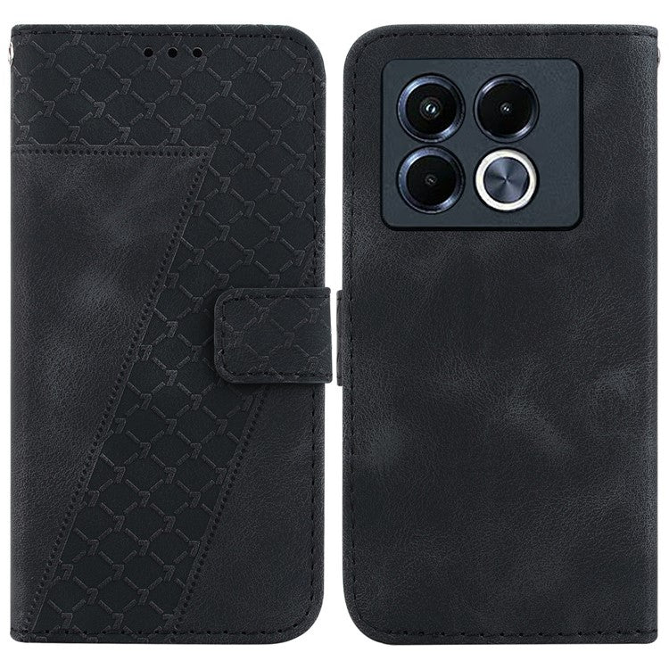 For Infinix Note 40 5G Stand Case 7-Shaped Pattern Imprint Leather Phone Cover - Black