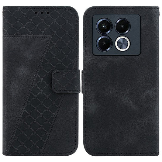 For Infinix Note 40 5G Stand Case 7-Shaped Pattern Imprint Leather Phone Cover - Black