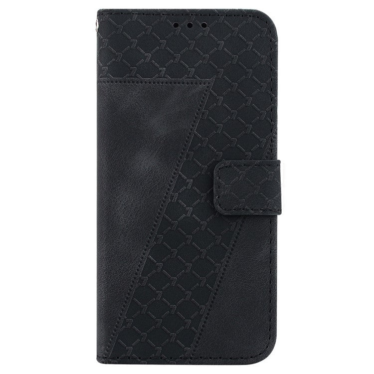 For Infinix Note 40 5G Stand Case 7-Shaped Pattern Imprint Leather Phone Cover - Black