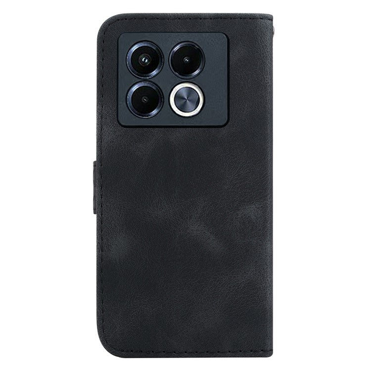 For Infinix Note 40 5G Stand Case 7-Shaped Pattern Imprint Leather Phone Cover - Black