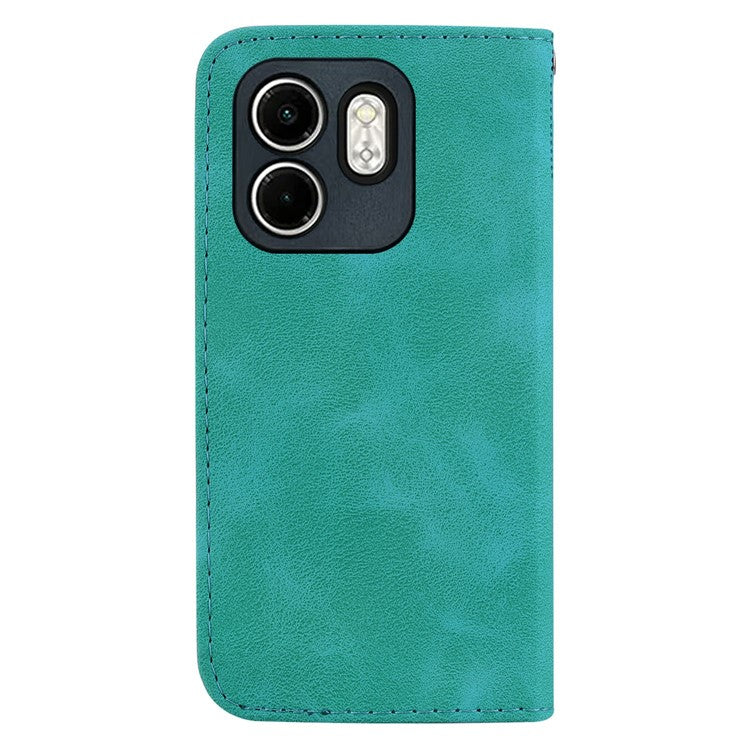 For Infinix Hot 50i 4G  /  Smart 9 4G Stand Case 7-Shaped Pattern Imprint Leather Phone Cover - Green