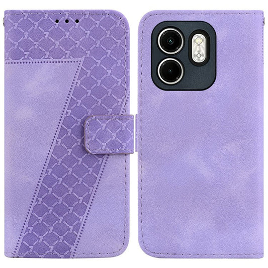 For Infinix Hot 50i 4G  /  Smart 9 4G Stand Case 7-Shaped Pattern Imprint Leather Phone Cover - Purple