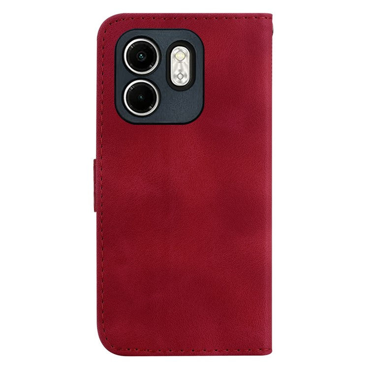For Infinix Hot 50i 4G  /  Smart 9 4G Stand Case 7-Shaped Pattern Imprint Leather Phone Cover - Red
