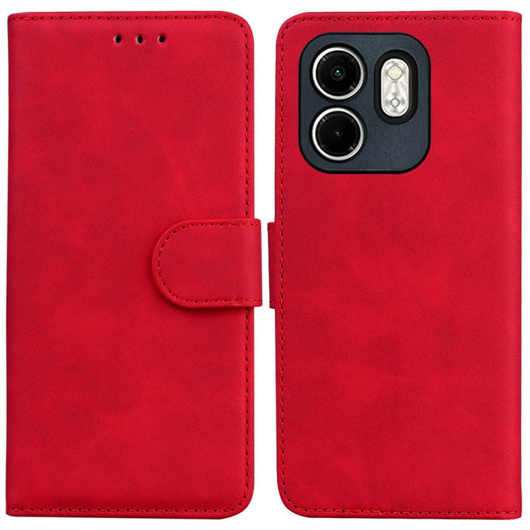 For Infinix Hot 50i 4G  /  Smart 9 4G Case Solid Color Leather Wallet Phone Cover - Red