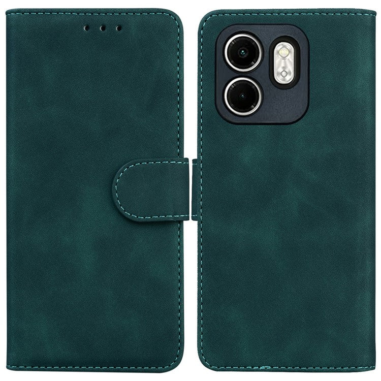 For Infinix Hot 50i 4G  /  Smart 9 4G Case Solid Color Leather Wallet Phone Cover - Green